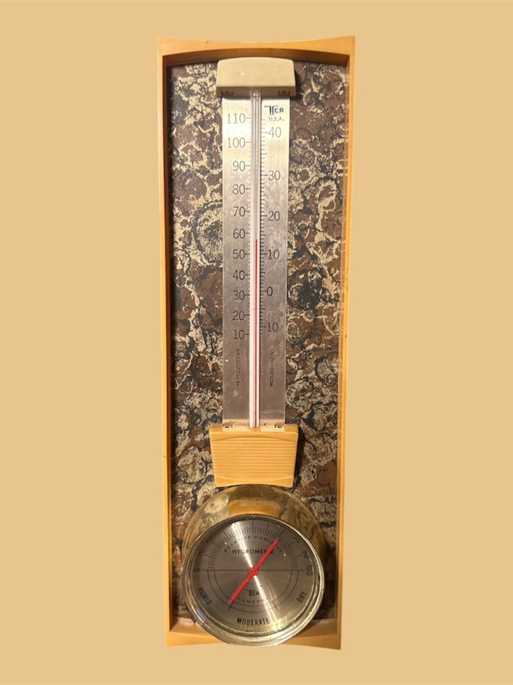 Vintage TCA Thermometer Hygrometer Wall Decor Retro Weather Station